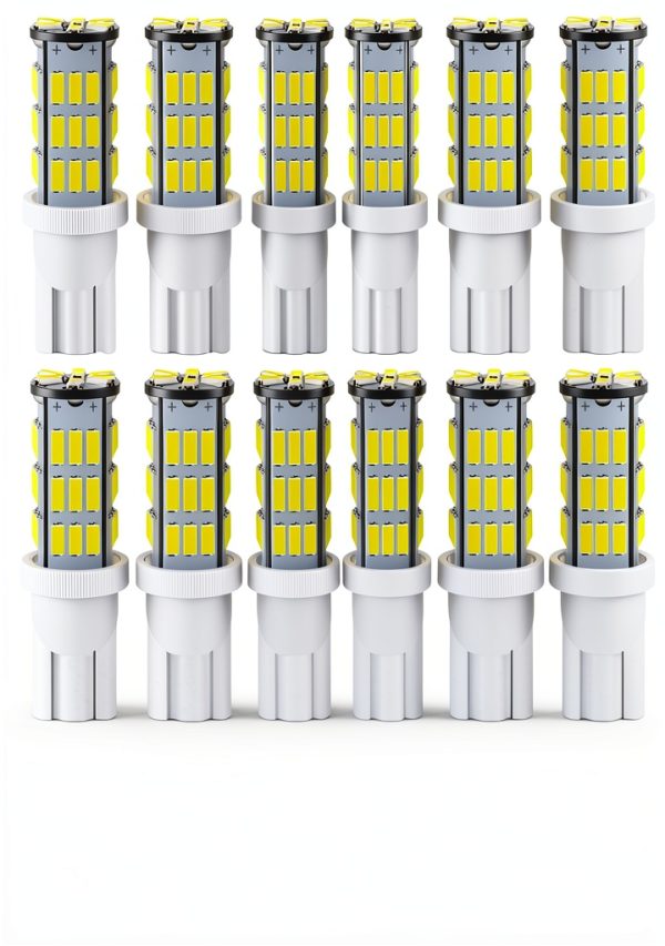 UNXMRFF LED T10 12V 6000K 1.2W 12PCS Warm White Bulb-0