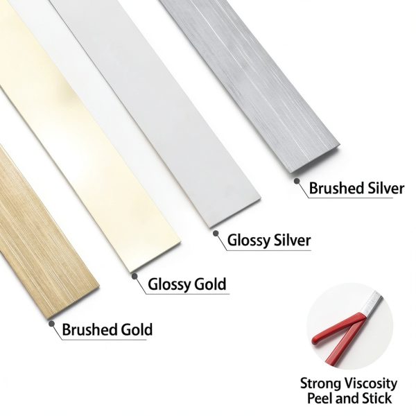 Peel and Stick Metal Trim Coengwui Brushed Silver 20ft-6